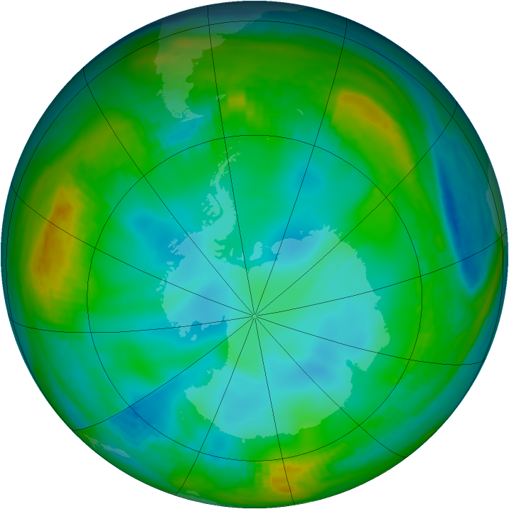 Antarctic ozone map for 18 June 1982